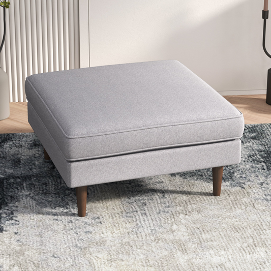 Sylar Ottoman – Softline Linen in Pale Gray