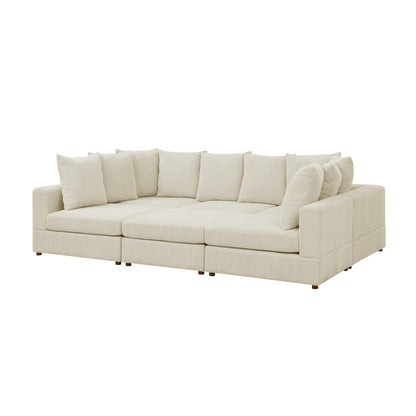 6-Piece Lounge Ensemble – Plush Ribbed Comfort Set with Flexible Layout