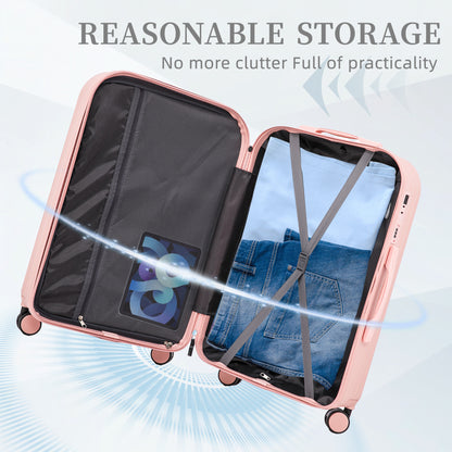 Jetera 3 - Piece ABS Travel Set – Pink 360° Spinner Suitcases with USB Port & Cup Holder (20/24/28") - JUSTLIVE NESTJUSTLIVE NEST