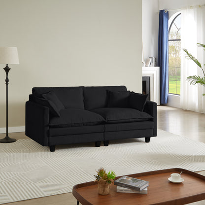NestEdge ‘ModuNest” Modular Sectional – Deep Seat Black L-Shape Sofa | 4 Cozy Pillows