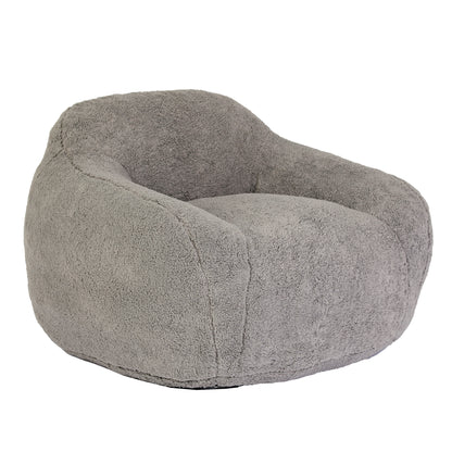 Vesta Cloud Chair – Light Gray Teddy Fabric Bean Sofa with Armrests and Memory Foam