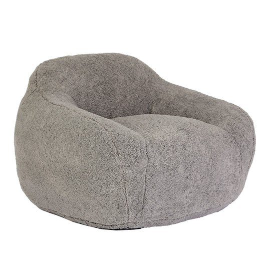 Vesta Cloud Chair – Light Gray Teddy Fabric Bean Sofa with Armrests and Memory Foam
