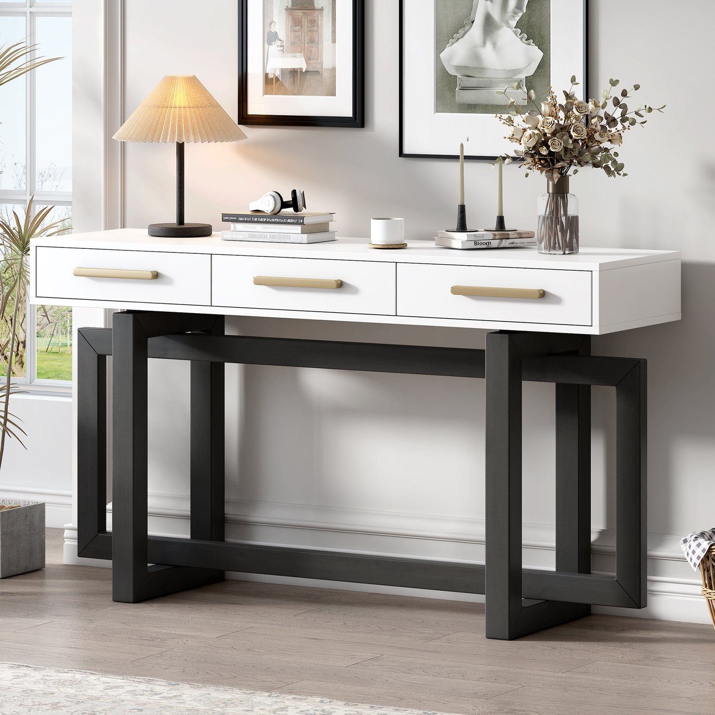 Feyra Console Table – Extra Long 3-Drawer Entry Table in Elegant Design for Hallway or Foyer