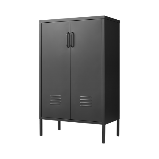 Layton Bookcase Set – 2-Piece 49'' Home Storage with 8 Shelves and Cabinet Base (Gray/White)
