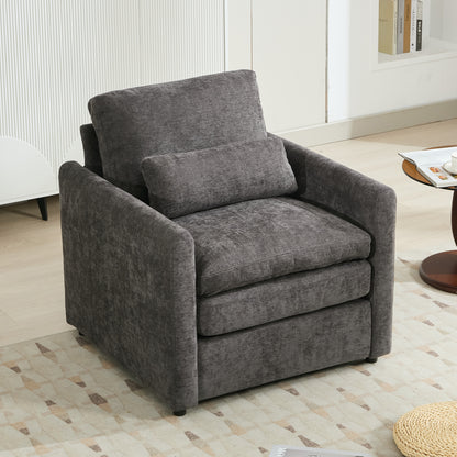 NestEdge ‘CloudNest” Armchair – Cozy Grey Upholstery | Double Plush Cushion Comfort