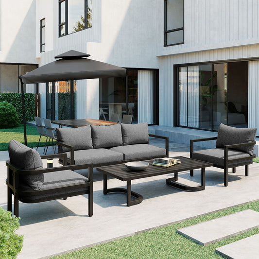 U_Style Outdoor Steel Sofa Set – All-Weather Multi-Person Seating with Rust & UV Protection