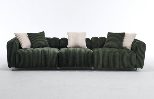 NestEdge ‘CordiNest” 114” Corduroy Sofa – Cozy 3-Seat | Solid Wood Frame
