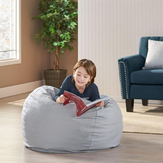 Chrisholm Bean Chair – Light Grey Bean Sofa 25" x 34" with Cozy Shell
