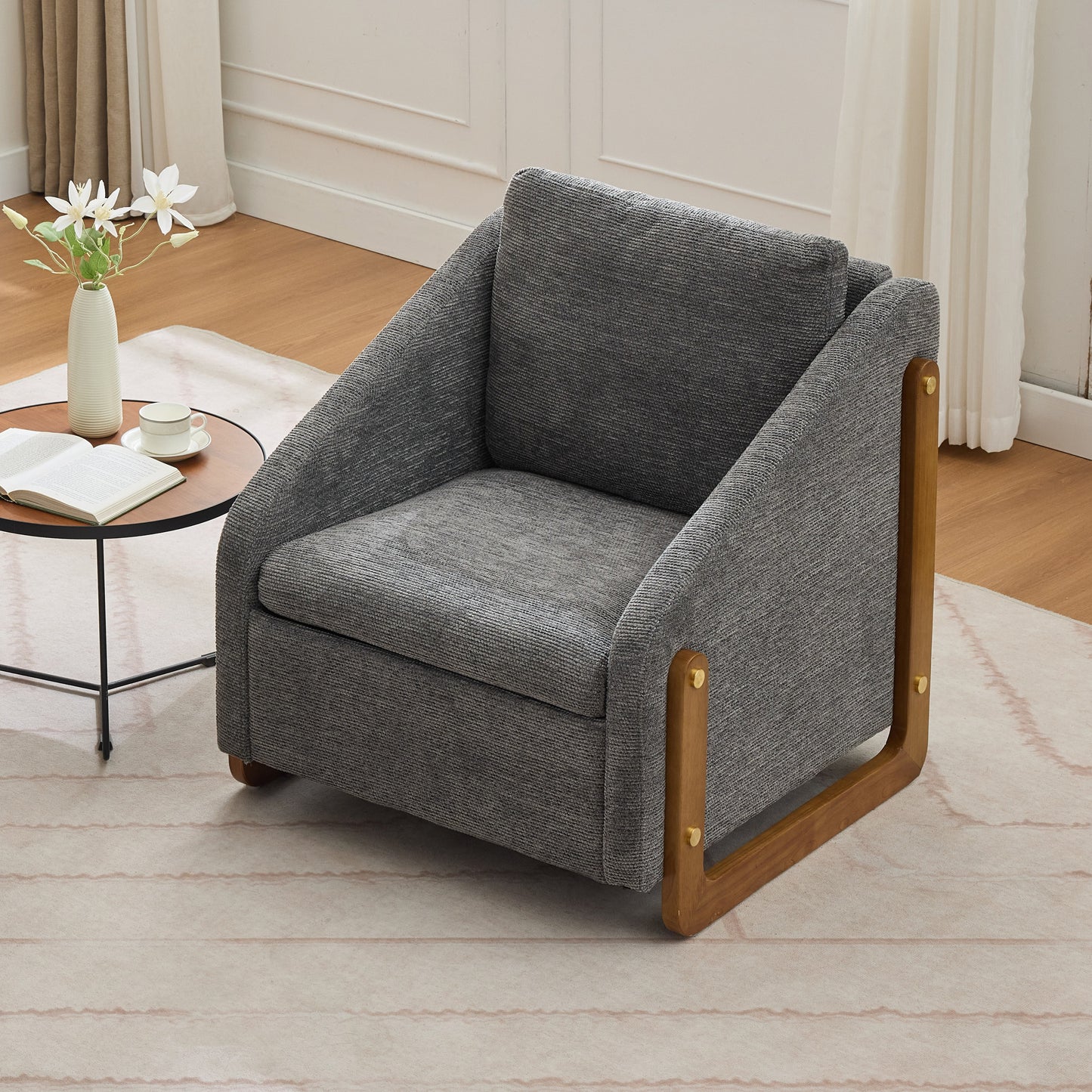 Elvon Chair – Graytide Chenille, Woodline Frame