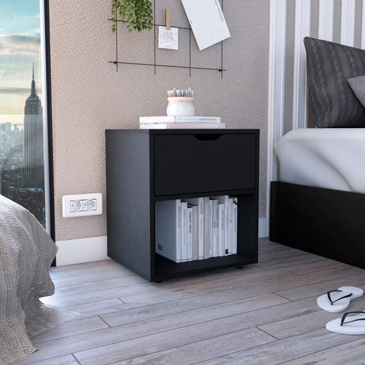 Aberin Shelf Table – 19.7" End Table Nightstand with Open Shelf in Soft Neutral Finish