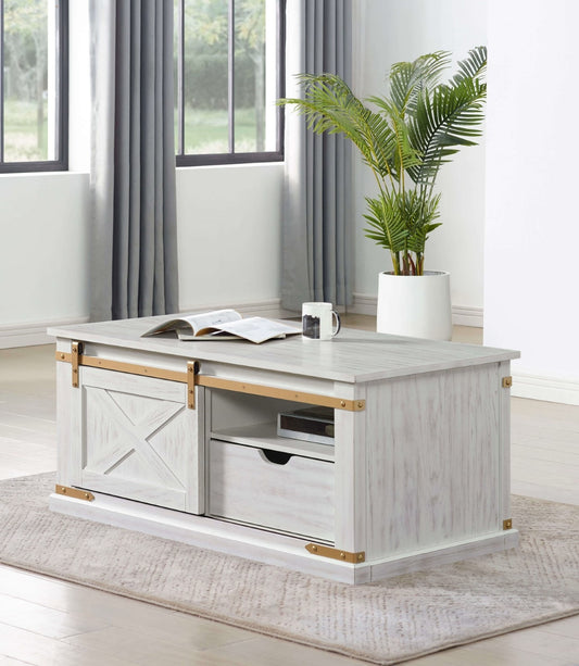 Alvoria Coffee Table – Ivoryglint Accents with HiddenVault Drawer