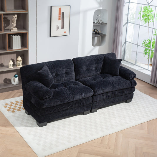 2-Seat Plush Lounge – Deep Comfort Sofa with Flexible Layout (Black)
