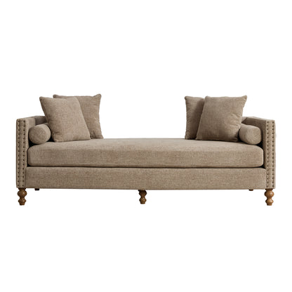 Arvielle Chaise – Mochaweave Upholstery, Nailtrim Accents, RestoraBase Frame