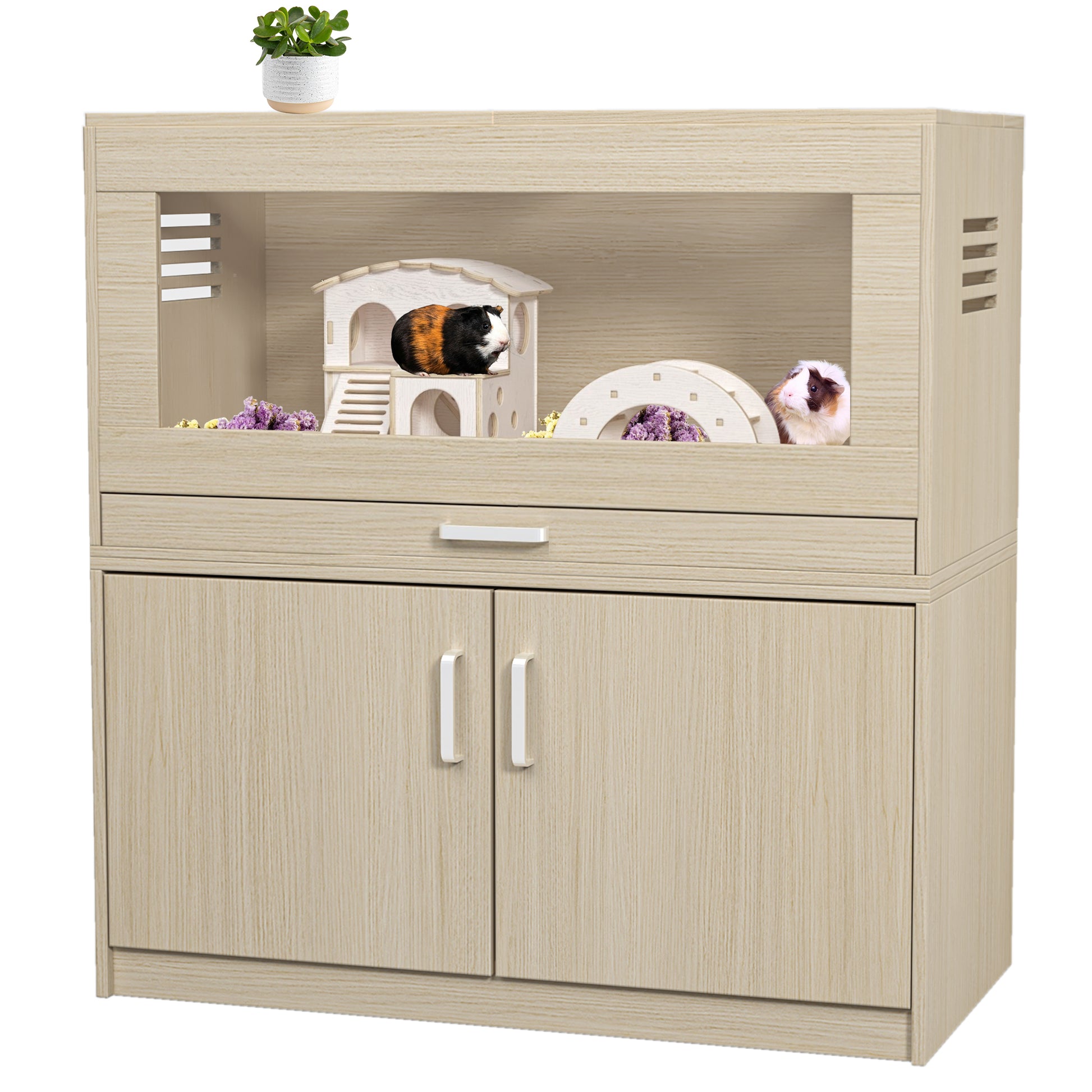Teko XL Habitat – Teak Hamster Cage with Storage & Easy - View Acrylic Panels - JUSTLIVE NESTJUSTLIVE NEST