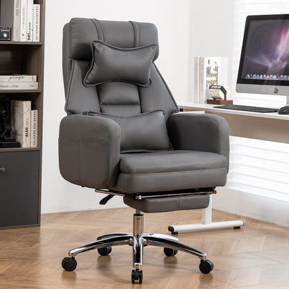Techrest Ergo Chair – Dark Grey High-Back PU Office Chair with 155° Recline & Lumbar Support