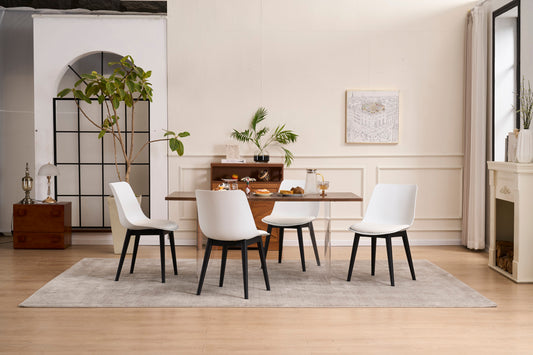 Zelto Dining Chair Set – 4 Upholstered White Shell Seats with Plastic Legs