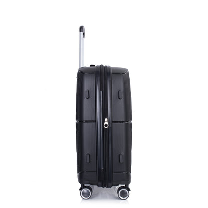 Jetera 3 - Piece PP Luggage Set – Black Polypropylene Hardshell with Double Spinner Wheels & TSA Lock (20/24/28") - JUSTLIVE NESTJUSTLIVE NEST