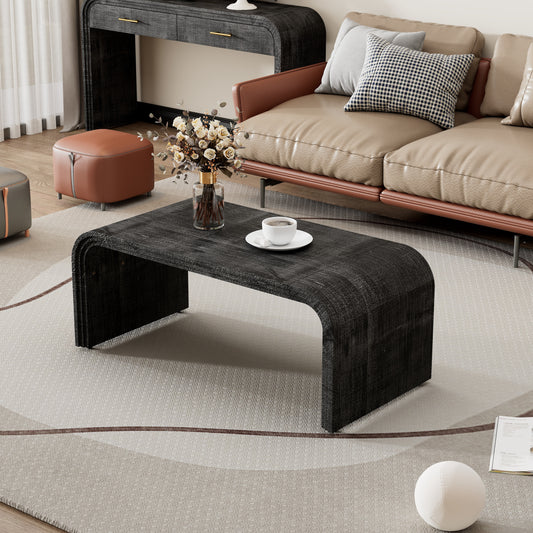 Dektra Coffee Table – Curved Art Deco Shape in Antique Black