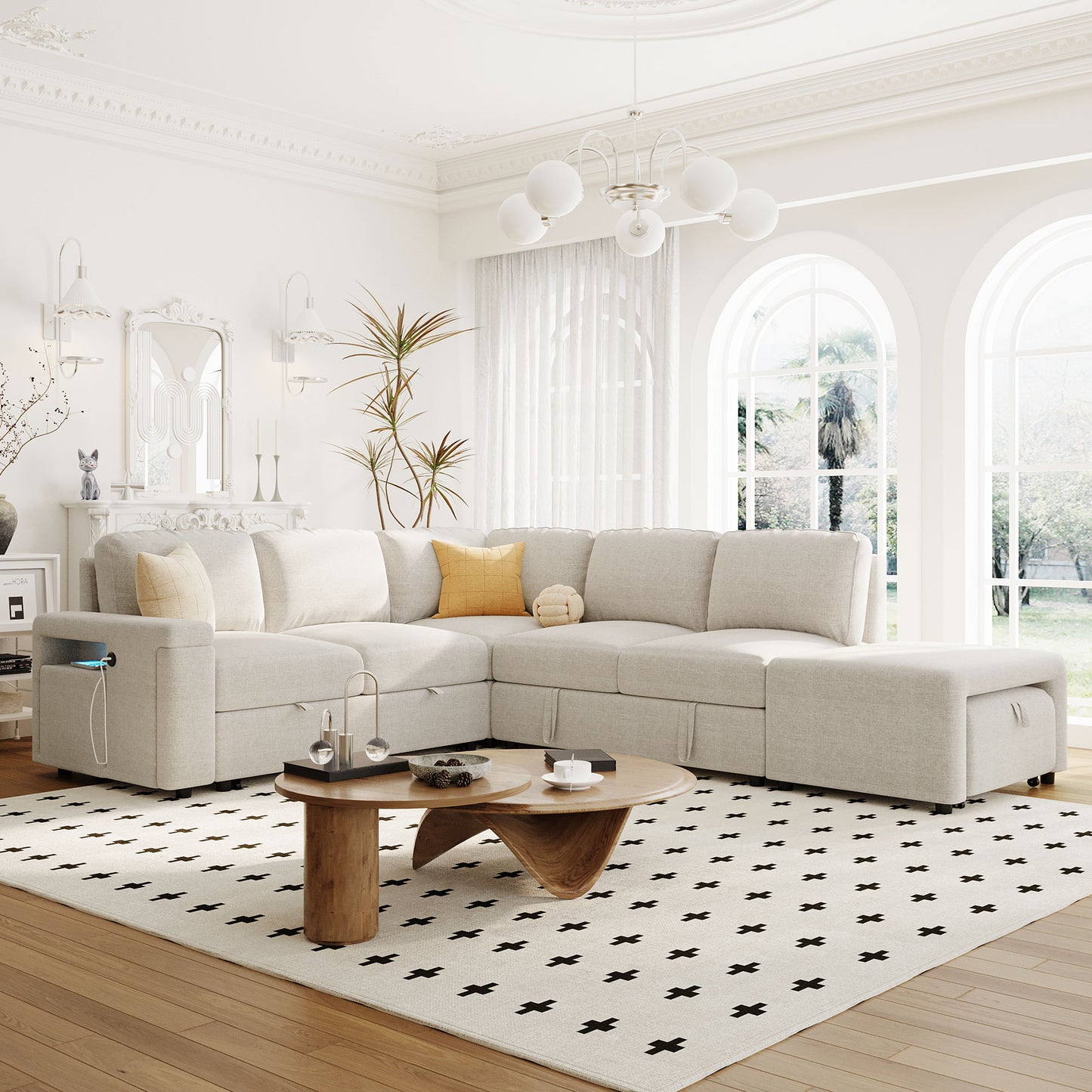 TechLounger™ Nova Edition – Multi-Function Comfort Sofa with Hidden Perks(Beige)