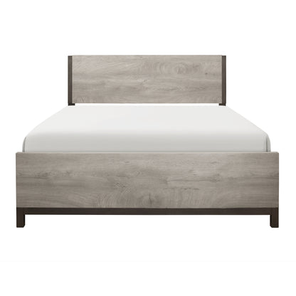 Stravelle Full Bed – Light Gray Melamine Wooden Frame (Modern Platform Design)