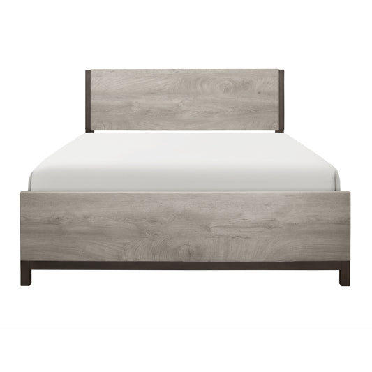 Stravelle Full Bed – Light Gray Melamine Wooden Frame (Modern Platform Design)