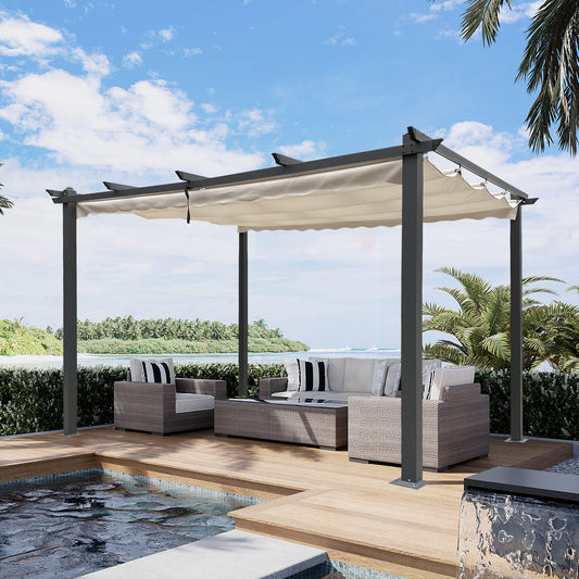Valano 13x10' Retractable Pergola – Sliding Canopy Sun Shelter for Garden, Deck, or Terrace