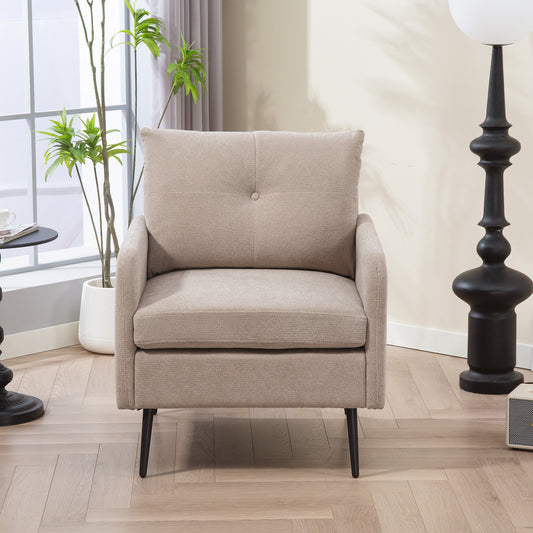 Verniq Chair – Coffee Chenille, Black Metal Legs, Cozy Club Design