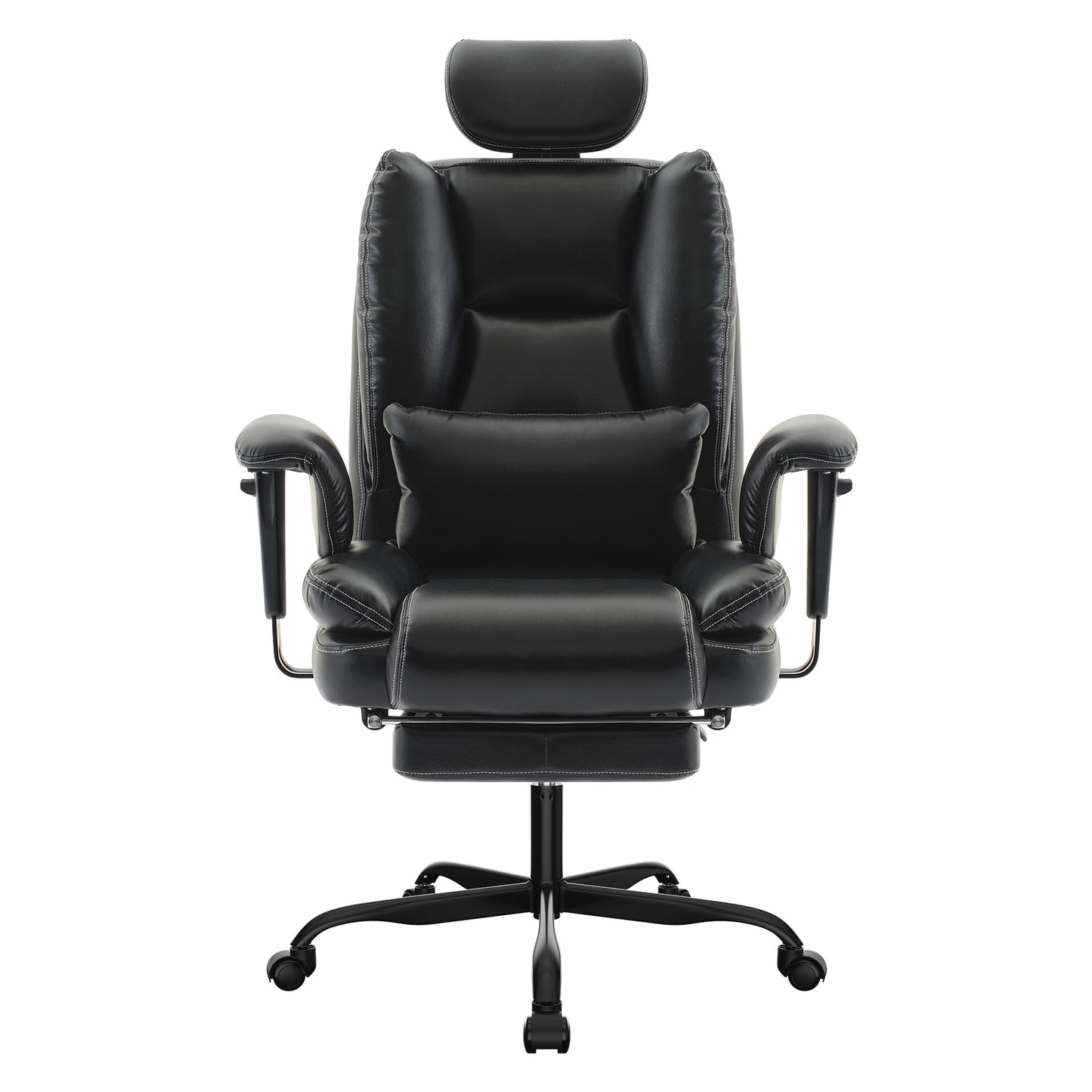 Ergolux PU Chair – Black 200kg Ergonomic Office Chair with Liftable Headrest