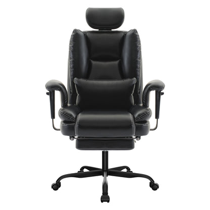 Ergolux PU Chair – Black 200kg Ergonomic Office Chair with Liftable Headrest