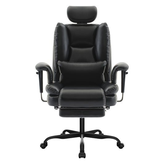 Ergolux PU Chair – Black 200kg Ergonomic Office Chair with Liftable Headrest