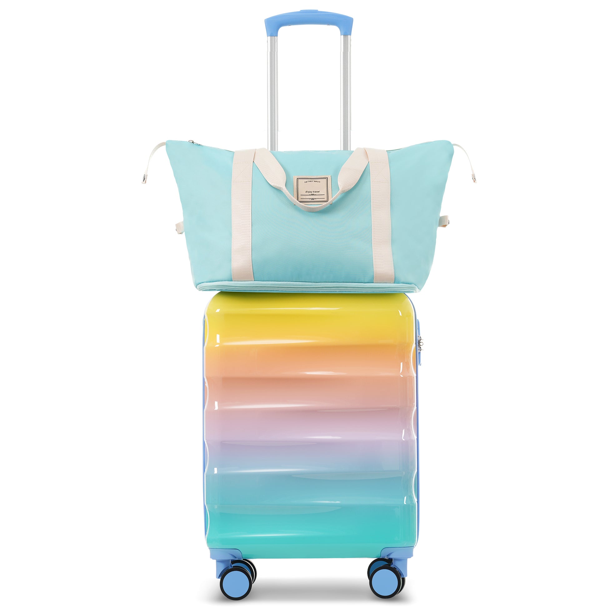 Jetera 2 - Piece Carry - On Set – 20" Glossy Hardshell Suitcase with Cup Holder, Spinner Wheels & TSA Lock - JUSTLIVE NESTJUSTLIVE NEST