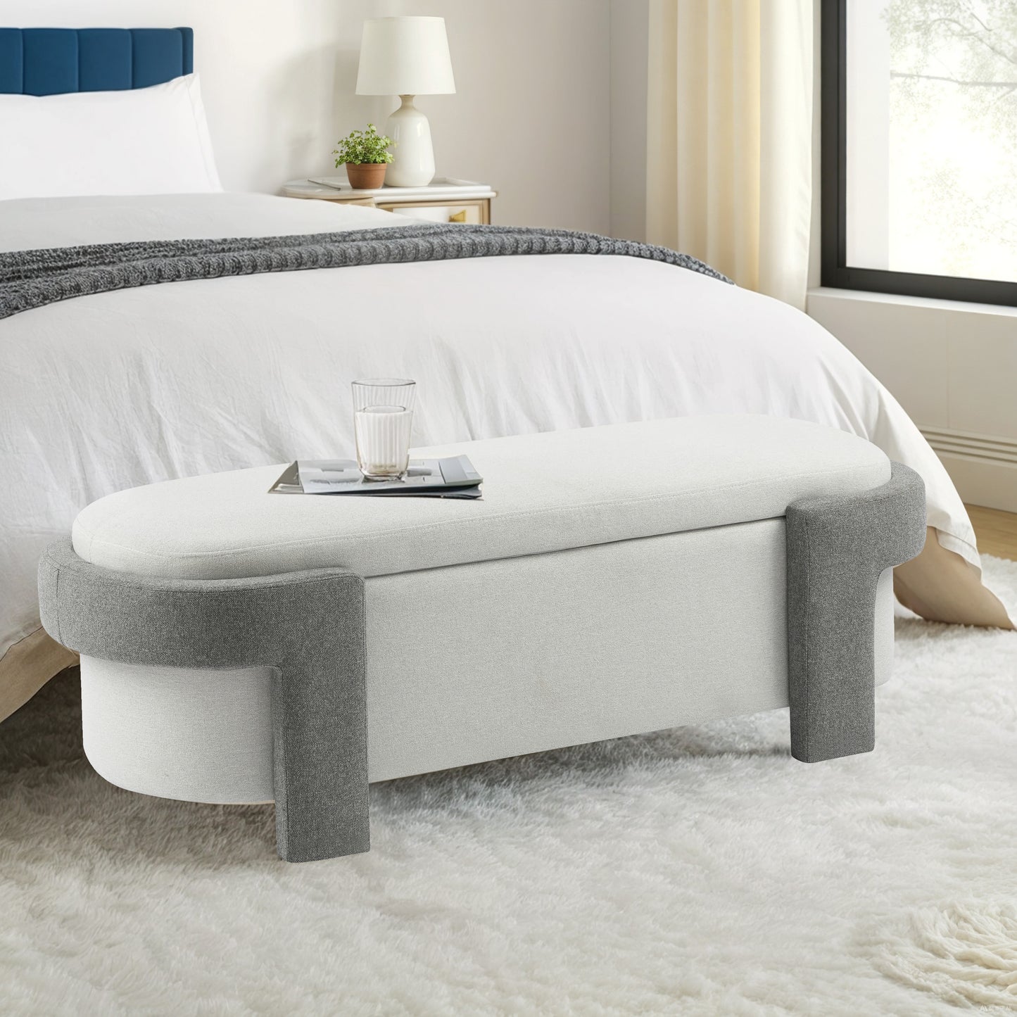 Varnin Bench – Snowstone DuoTone, DeepNest Storage Base