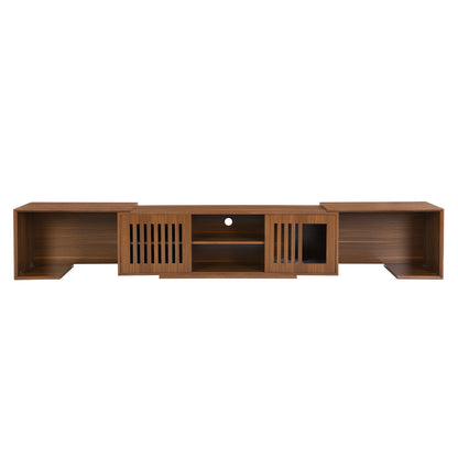 Vero Pet - Friendly TV Console – Mid - Century Walnut Stand with Soft Cushion, Sliding Door & Cat Hideout - JUSTLIVE NESTJUSTLIVE NEST