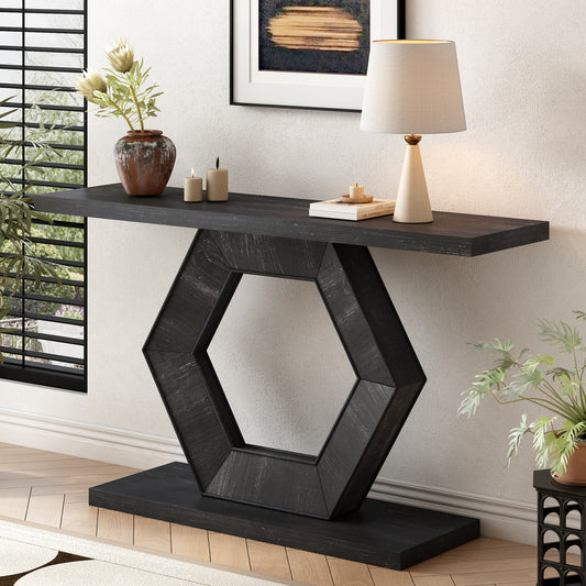 Hexon Entry Table – Modern Fir Veneer with Open HexaLeg Design