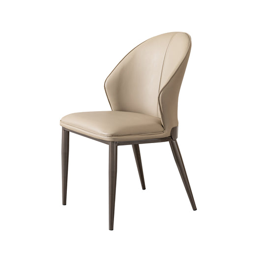 Cavia Dining Chairs – 2 Light Gray PU Seats with Unique Back and Steel Legs