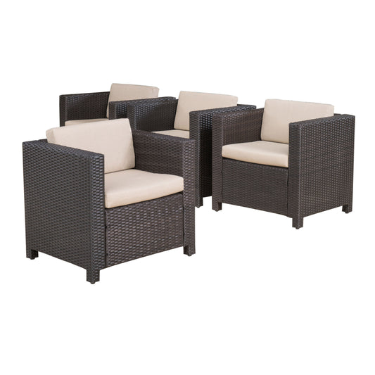 Vero Club Chair MP4 – Mixed Rattan & Metal, Removable Cushions (Brown/Beige)