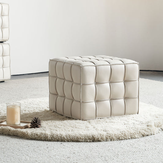 Levrin Ottoman – Sandhide Leather, DeepTuft Comfort Form