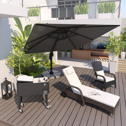 Solair 10' Offset Umbrella – Square Hanging Cantilever Shade with 360° Rotation & Tilt (Gray) - JUSTLIVE NESTJUSTLIVE NEST