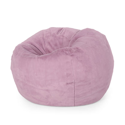 Kavel Rounded Bean Chair – 3-Foot Beanbag in Lavender Faux Fabric