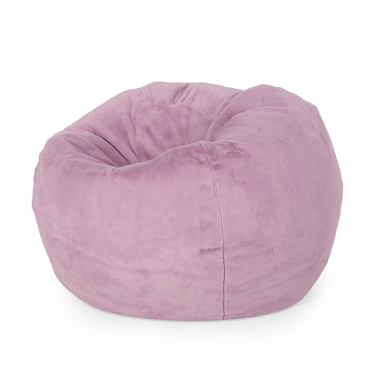 Kavel Rounded Bean Chair – 3-Foot Beanbag in Lavender Faux Fabric