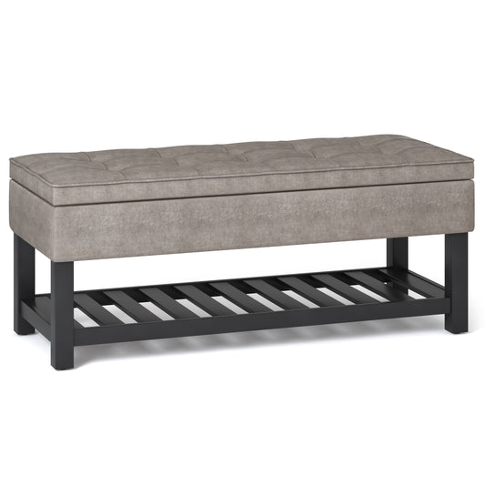 Cosmo Bench – Open-Base Storage Seat in Weathered Taupe