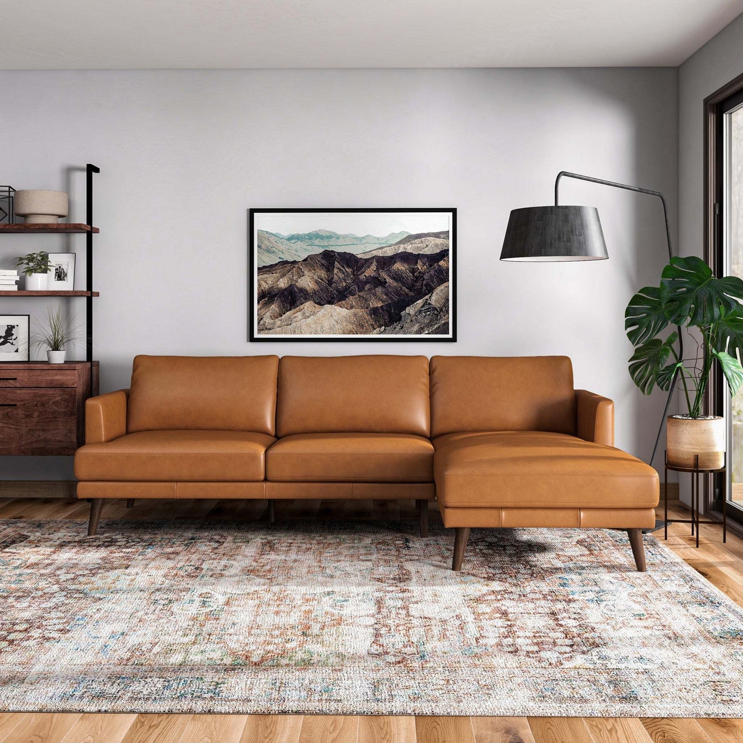 Lore Right-Facing Lounge – Premium Leather Sofa in Warm Tan