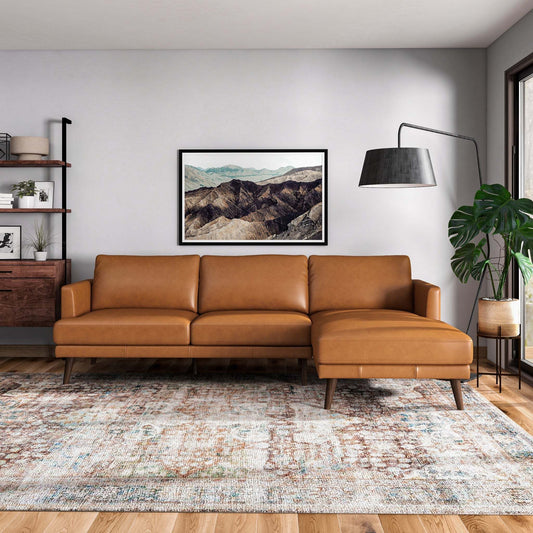 Lore Right-Facing Lounge – Premium Leather Sofa in Warm Tan