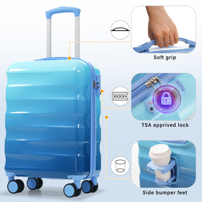 Jetera 2 - Piece Carry - On Set – 20" Glossy Hardshell Suitcase with Cup Holder, Spinner Wheels & TSA Lock - JUSTLIVE NESTJUSTLIVE NEST