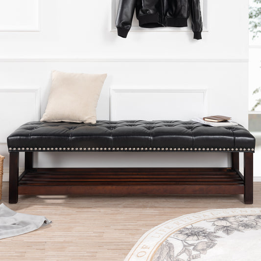 Stravelle Bench – Upholstered Seat with Wooden Base