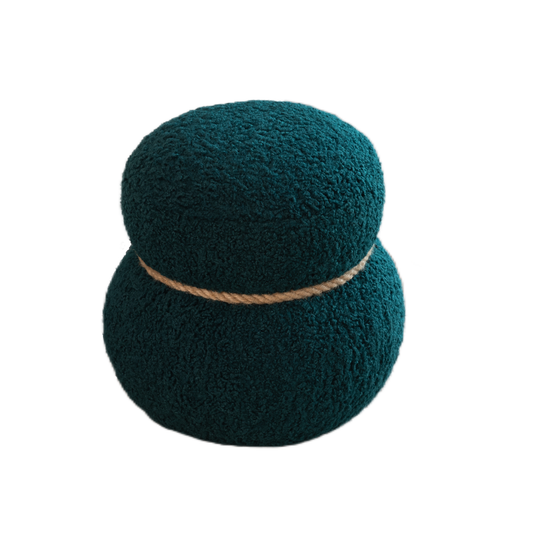 WKJ1Y Puff – Dark Green Snowman Stool with Lamb Wool Cushion