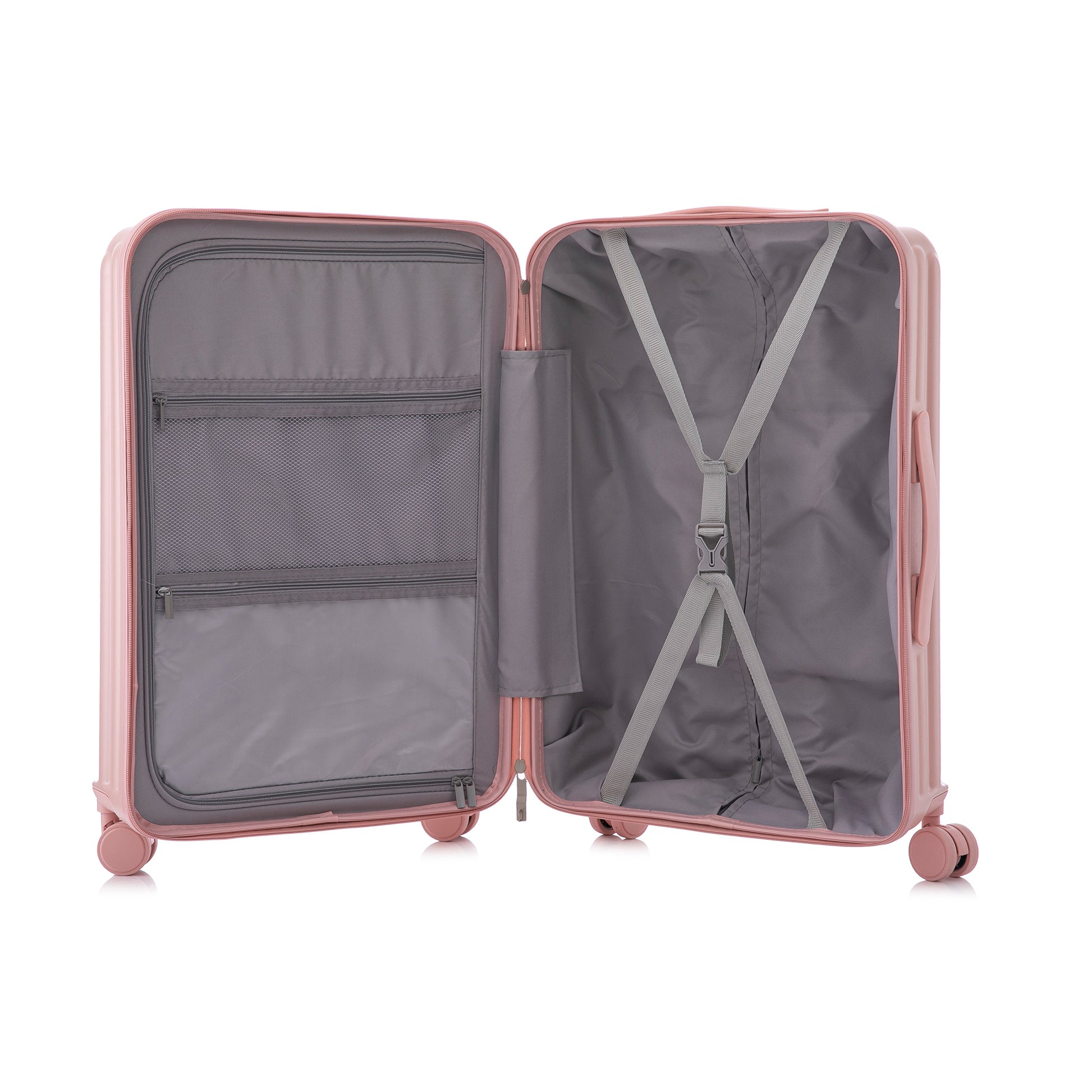 Jetera 3 - Piece Spinner Luggage Set – Pink ABS with USB Port, Cup & Phone Holder (20"/24"/28") - JUSTLIVE NESTJUSTLIVE NEST