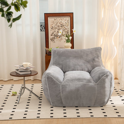 Fullo Bean Chair – Faux Fur Bean Sofa with Back Support and Plush Floor Comfort (Gray)