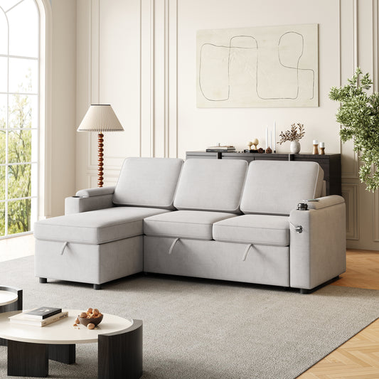 DreamPort™ DualMode Lounger – 85' Convertible Comfort Sofa with Storage & Power Access