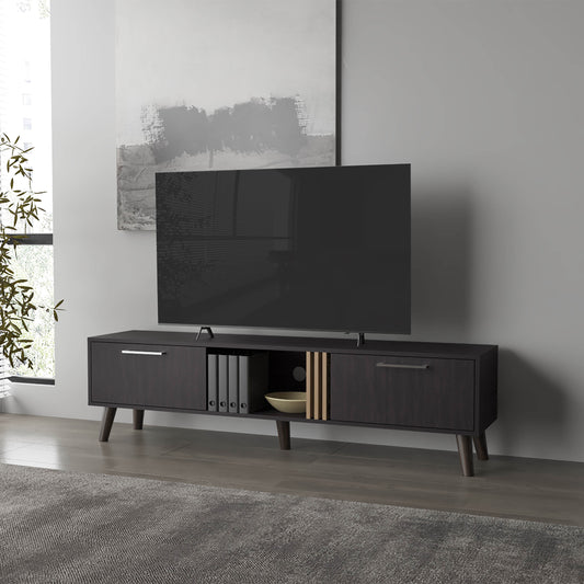 Dravon Console – Wengue TV Stand with 2 Doors and Open Storage